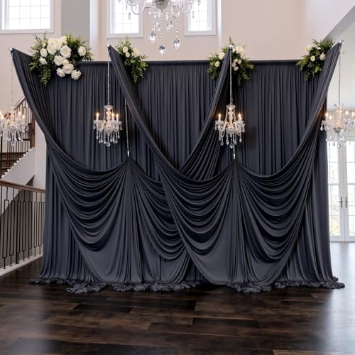 20ftx12ft Black Backdrop Curtain -Wrinkle Free Black Drapes for Birthday Parties, Photography, and Wedding Receptions-4 Panels 5FTx12FT - color: black, size: W5' x H12'(4 panels)