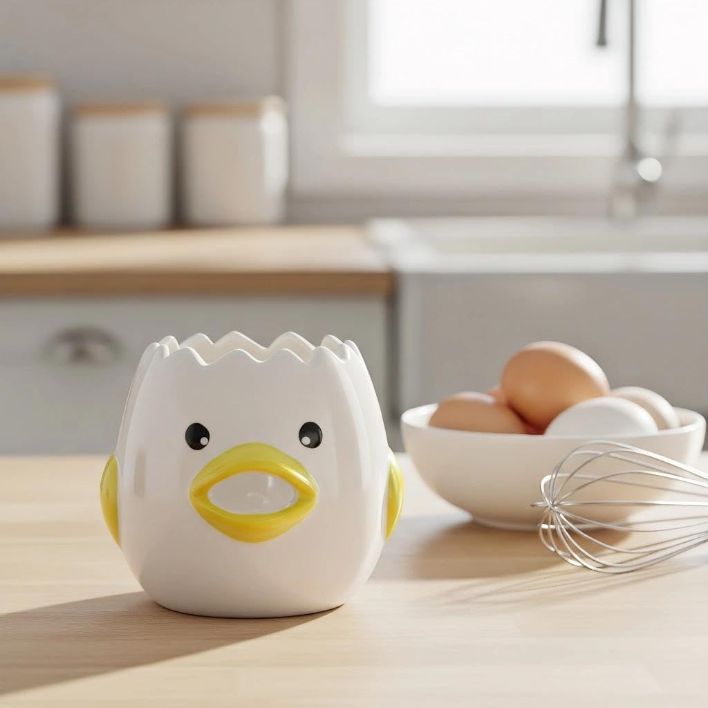 Chicken Egg Separator, Ceramic Baking Tool - Cute Chick Design for Automatic Yolk & White Separation, Fun Kitchen Gadget for Baking, Cooking, and Breakfast Prep