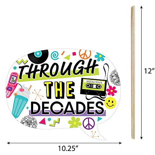 Big Dot of Happiness Through The Decades - 50s, 60s, 70s, 80s, and 90s Party Photo Booth Props Kit - 20 Count - color: Through the Decades