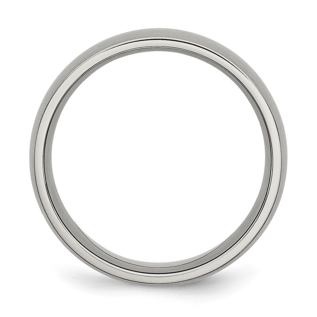 JewelryWeb Titanium Half Round 8mm Brushed Band Ring Size 6 Ring for Women and Men