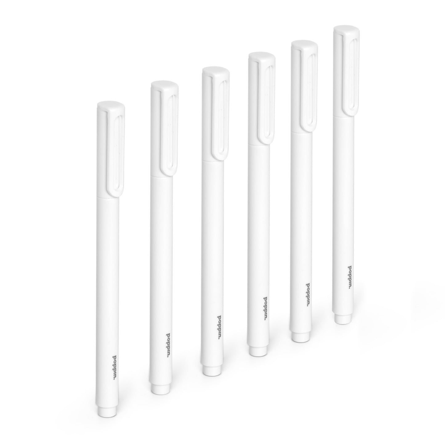 Poppin Signature Ballpoint Pens, Professional Office Pens, Medium Point 1mm, Set of 6 (White with Black Ink)