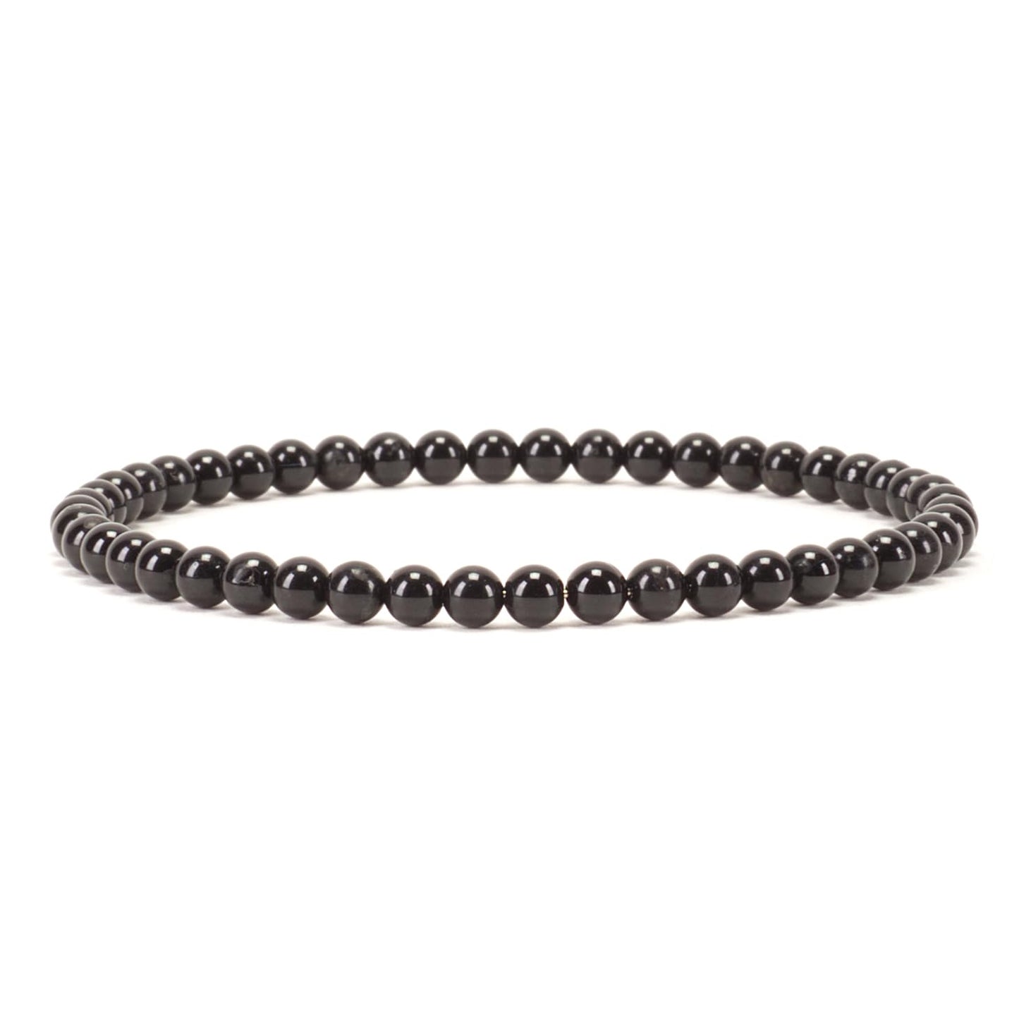 Cherry Tree Collection - Small, Medium, Large Sizes - Gemstone Beaded Bracelets For Women and Men - 4mm Round Beads (Black Tourmaline, Small)