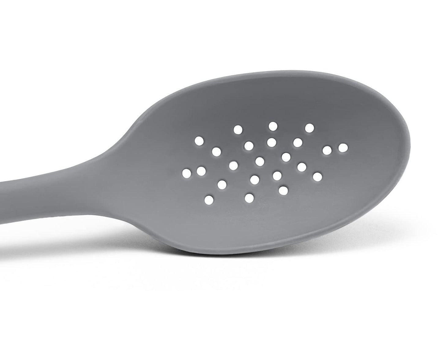 Misen Silicone Slotted Spoon - Dishwasher Safe, Professional-Grade Perforated Spoon - Comfortable Grip, Nonstick Safe, Heat Safe - Perfect for Stirring & Serving - Gray