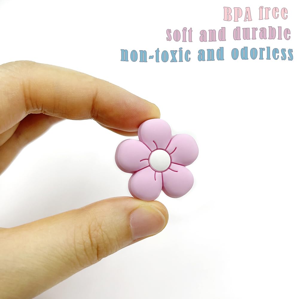 15Pcs Daisy Flower Beads Mix Color Sunflower Shaped Beads Knitting Needle Stoppers Focal Beads for Pens Loose Spacer Beads for Keychain Making Jewelry DIY Bracelets Knitting Needle Point Protectors