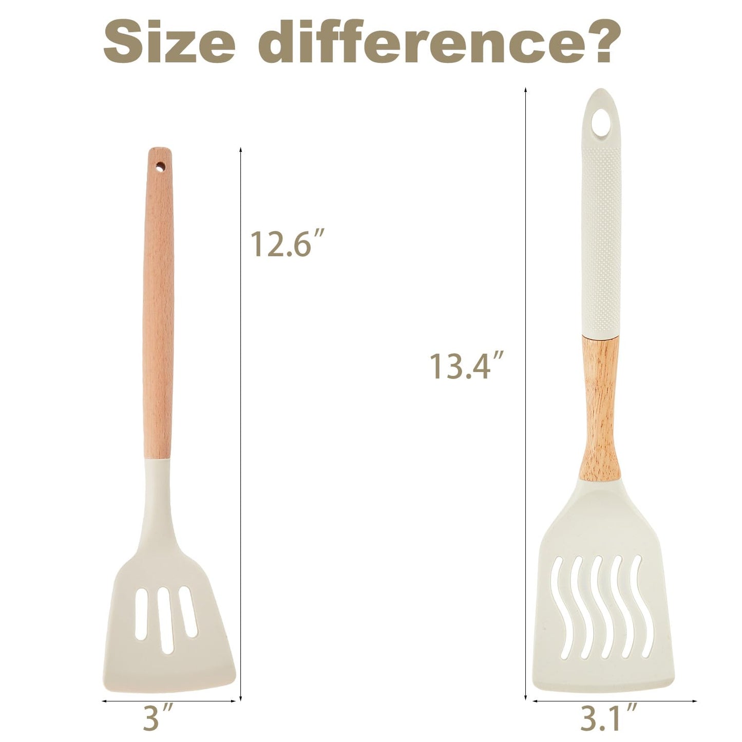 Gaixvny Kitchen Utensils Set - 34 PCS Non-Stick Silicone Cooking Utensils Set Spatula Set with Holder, Wooden Handle Spoon,Brush,Whisk Kitchen Gadgets Tools Set for Nonstick Cookware (Cream White-34P)