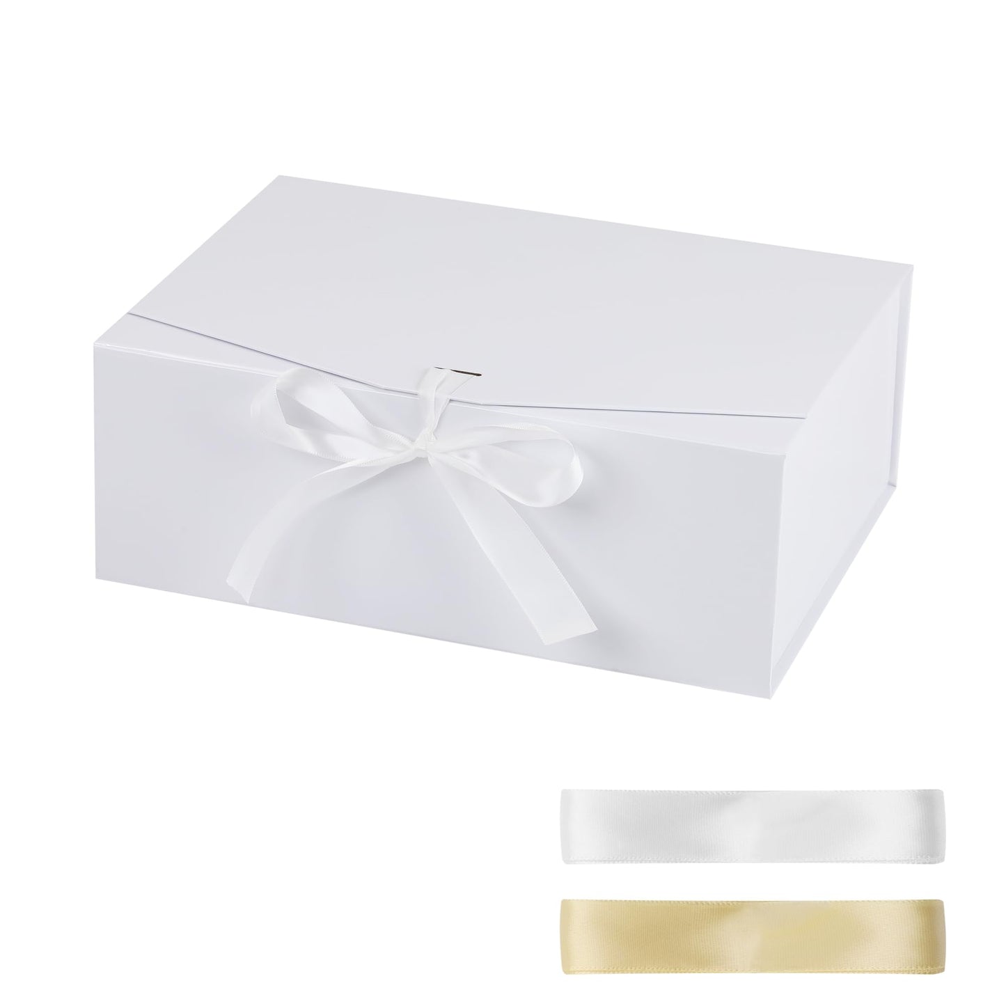 STOBOCTER Gift Box,13.5x10x5 Gift Boxes with Lids for Presents,White Magnetic Gift Box for Wrapping,Birthday, Wedding, Bridesmaid Proposal, Christmas,Includes Ribbon,Card