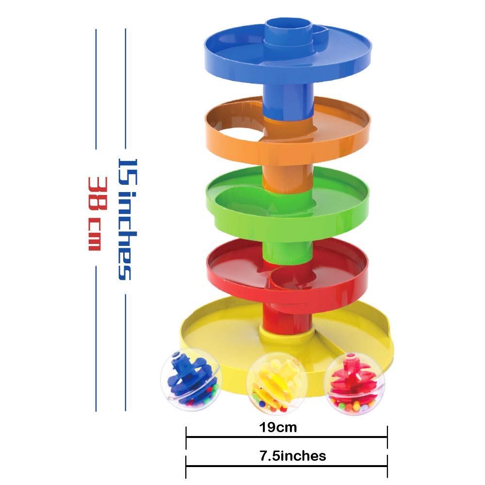 WEofferwhatYOUwant Ball Drop Toy – Montessori STEM Tower for Toddlers 9M+ | 8-Piece Set with Stackable Ramps & 1.8" Rattle Balls | Sensory Coordination Toy | Safe, Expandable, Easy Storage