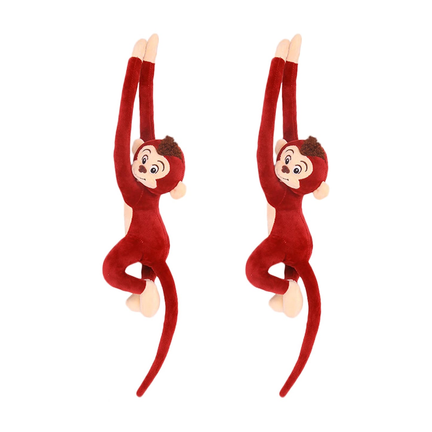 zhidiloveyou 2PCS Hanging Monkey Stuffed Animals Plush Cute Red Monkey Toy for Kids, 27.6"