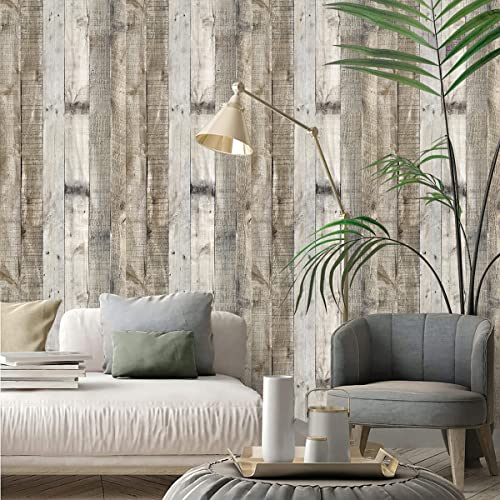 Livebor Light Gray Wood Contact Paper Peel and Stick Wallpaper 17.7”x 236.2” Wood Wallpaper Peel and Stick Shiplap Contact Paper Wood Plank Self Adhesive Wallpaper Distressed Wood Wall Paper - color: Light Gray, size: 17.7" x 236.2"