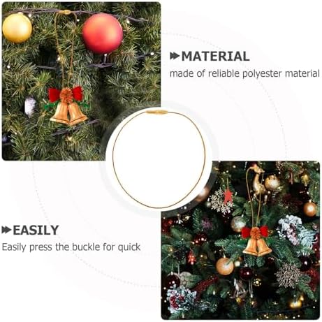 Gadpiparty 200pcs Xmas Fastener Hooks Hanging Tag Ropes for Christmas Tree Ornaments Easy to Use Decoration Hanger Ropes for Holiday Home Decor