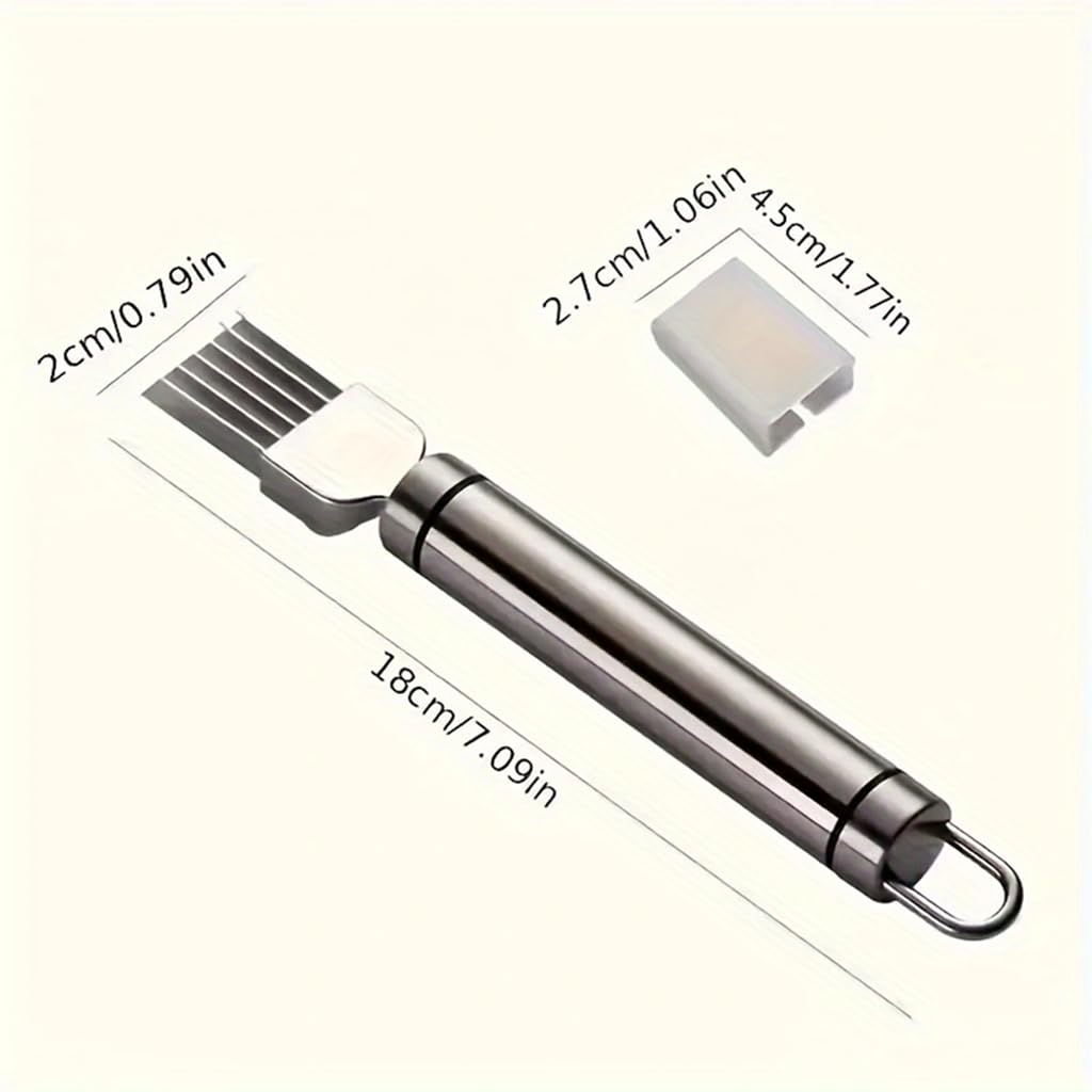 Green Onion Slicer, Multi-Blade Kitchen Herb Cutter, Professional Scallion Shredding Tool (1, Silver and black)