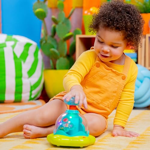 Bright Starts Press & Glow Spinner Cause and Effect Musical Baby Toy, Age 6 Months+