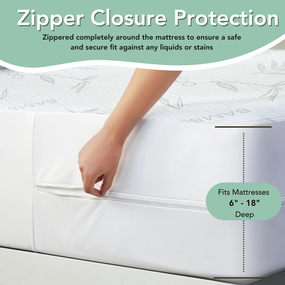 Bamboo Rayon Mattress Protector with Zipper +1 Pillow Protector (3 Count)