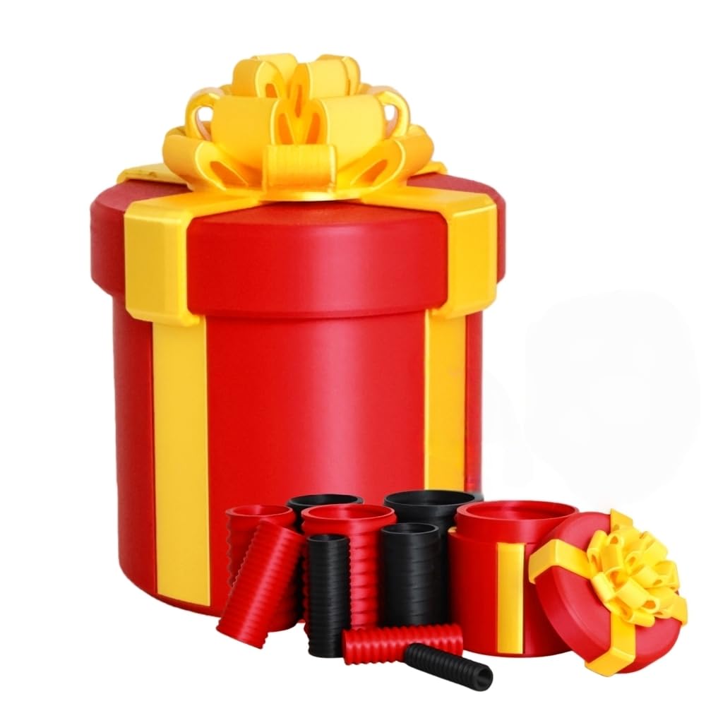 virsomier Annoying Nested Screw Gift Box - Prank Nesting Box for Cash & Surprises, Reusable 3D Printed Fun for Birthdays, Christmas, White Elephant Party Gifts (Red)