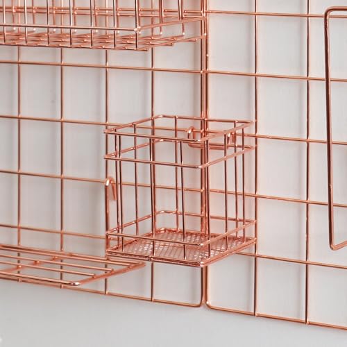 Metal Mesh Wall Grid Panel for Photo Display,Message Board,Size: 17.5" x 11.8",Pack of 2 (Rose Gold) - color: Rose Gold