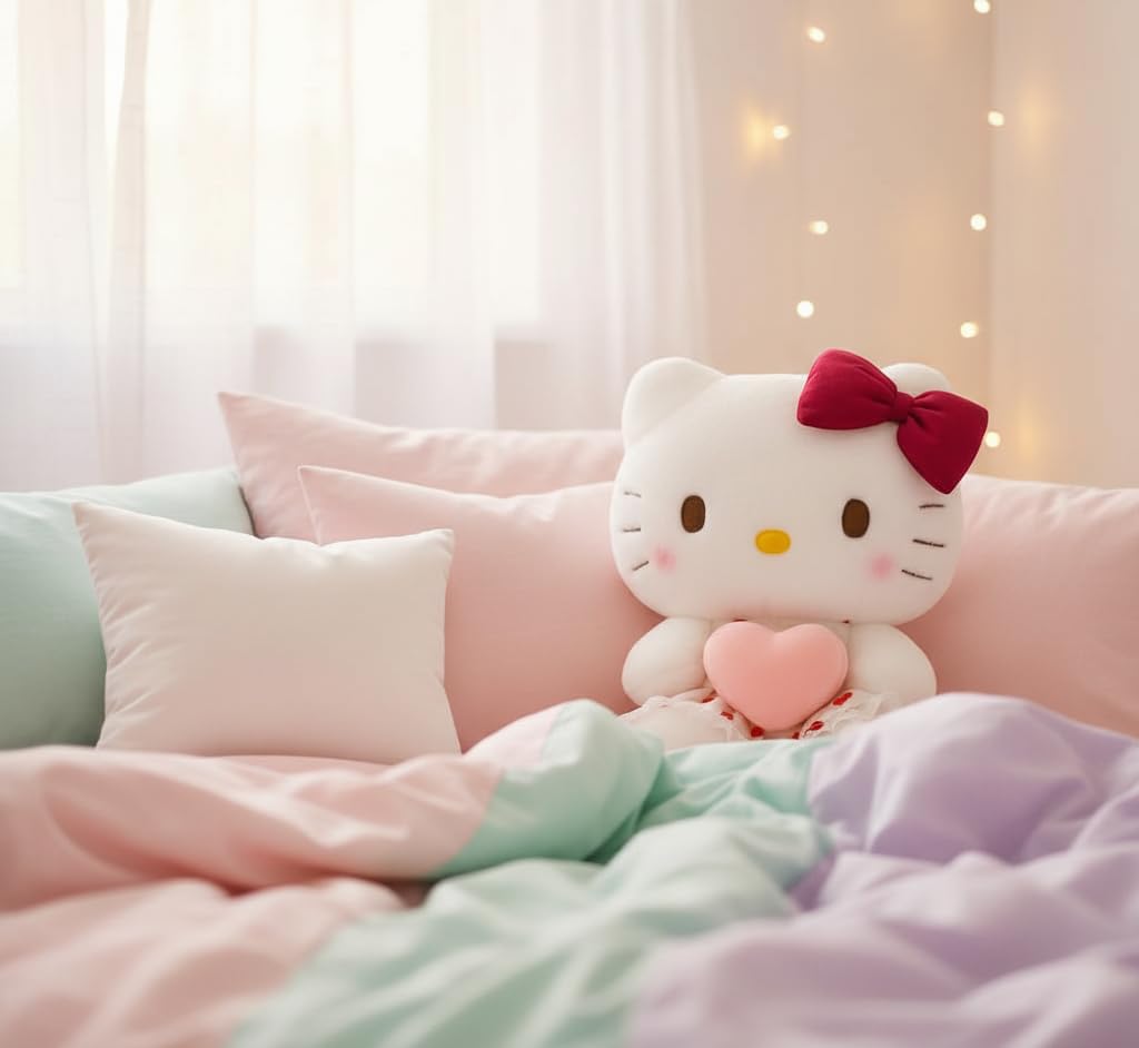 AlphaDesignLuxe 12″ Big Pink Heart Kitty Plush Toy – Kawaii Cat Stuffed Animal, Soft Plush Doll Gift for Kids, Teens & Collectors