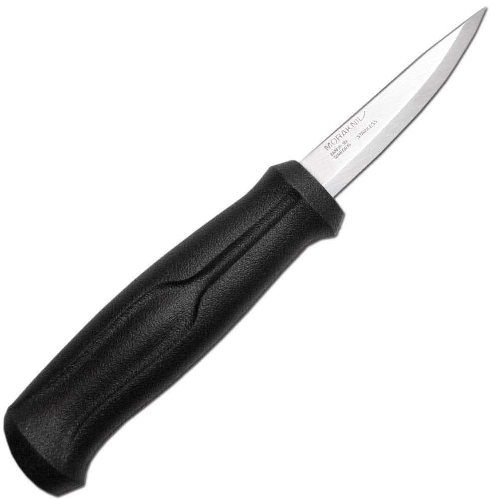 Morakniv Woodcarving Basic Sandvik Stainless Steel Wood Carving Knife With Sheath, 3 Inch