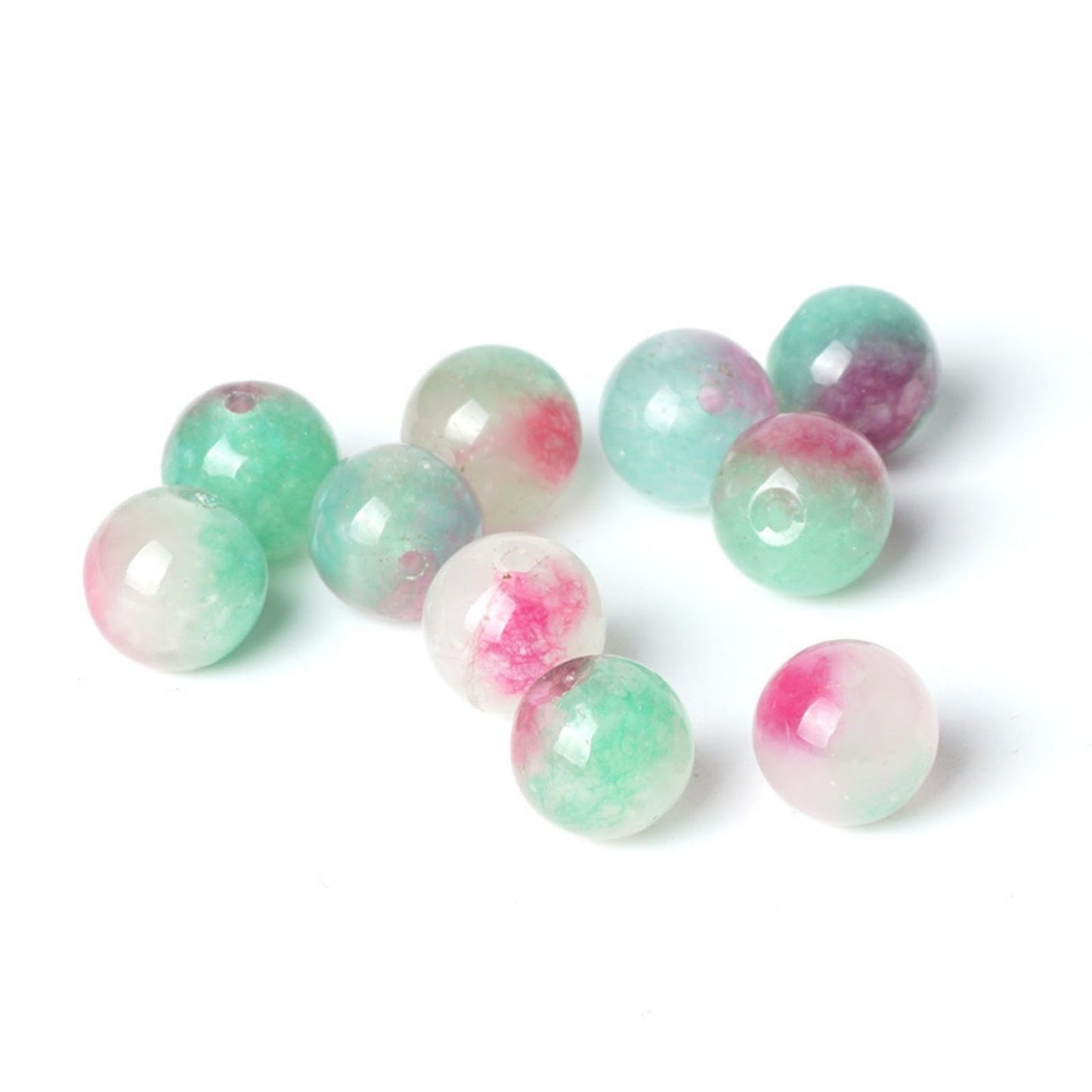 100Pcs Natural Stone 6mm Green Red Jasper Round Loose Gemstone Energy Healing Beads Hole Size 1mm DIY Smooth Beads for Bracelet Necklace Earrings Jewelry Making