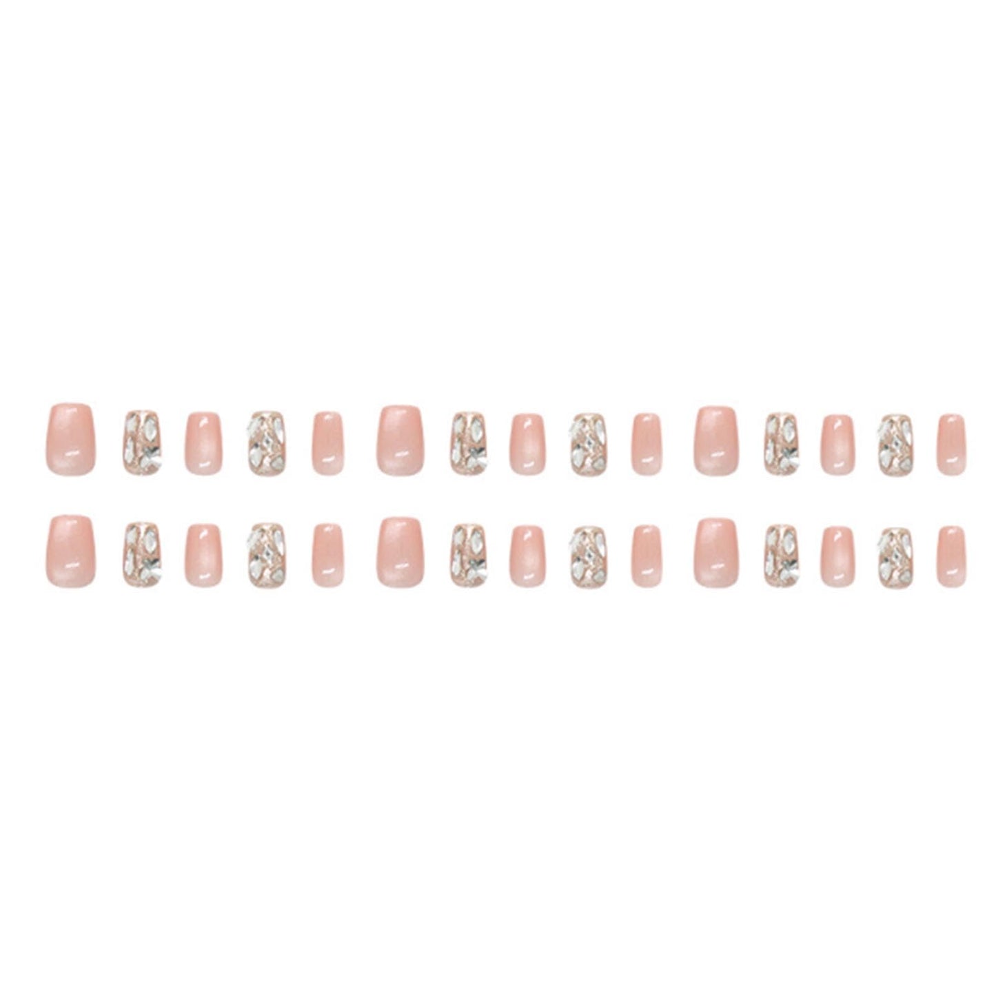 Kamize Short Square Fake Nails Press on Nails Full Cover Acrylic Cat's Eye False Nails Nude Gradient for Women 24PCS