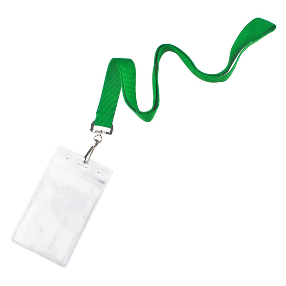 YOYOGO 12 Pack Cruise Lanyard with Waterproof ID Card Holder, Colorful Solid Color Durable Lanyard with Badge ID Holder for Badge Card and Carnival Sail (Green)