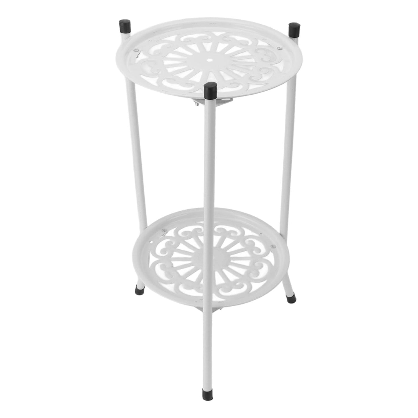 Mingzhe Iron Multifunctional Flower Rack Flower Shelf Balcony Entryway Garden 2 Tier Plant Stand (White)