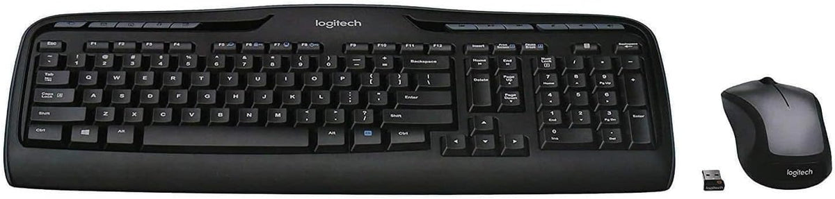 Logitech MK335 Quiet Wireless Keyboard and Mouse Combo - Black/Silver Keyboard and Mouse Combo Wireless, Ambidextrous