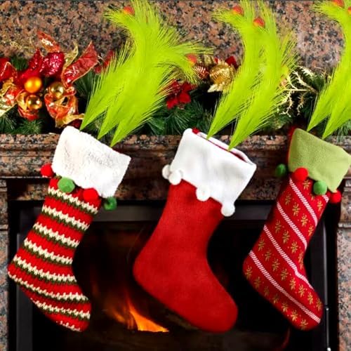 15.7 Inch Christmas Tree Topper - 24 Pcs Green and Red Tree Picks with Decorative Balls - Whimsical Xmas Decor for Holiday Party & Home Decor