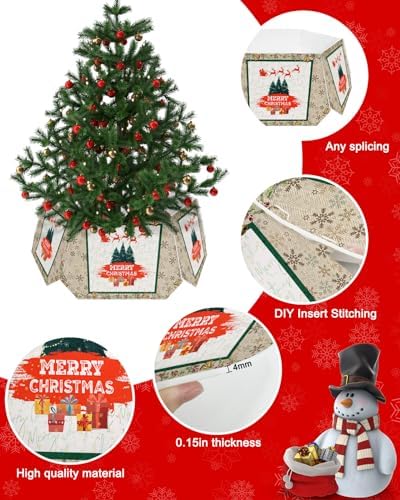 Christmas Tree Collar Tree Box Stand Cover, Artificial/Pencil/Silm/Skinny Tree Ring 6 Packs Collapsible Tree Skirt for Christmas Xmas Tree Decorations, Xmas Tree Vintage Winter Berry Gift 14.5"x10"
