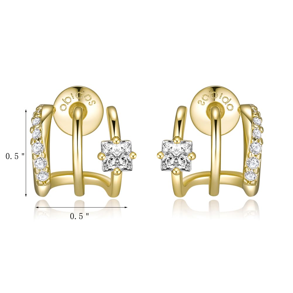Obidos 14K Gold Plated Illusion Stud Earrings | Gold Hoop Earrings for Women