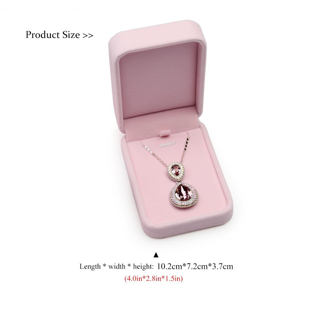 Oirlv Luxurious Velvet Necklace Storage Box Pendant Gift Case Jewelry Display Box for Anniversary Propose Christmas
