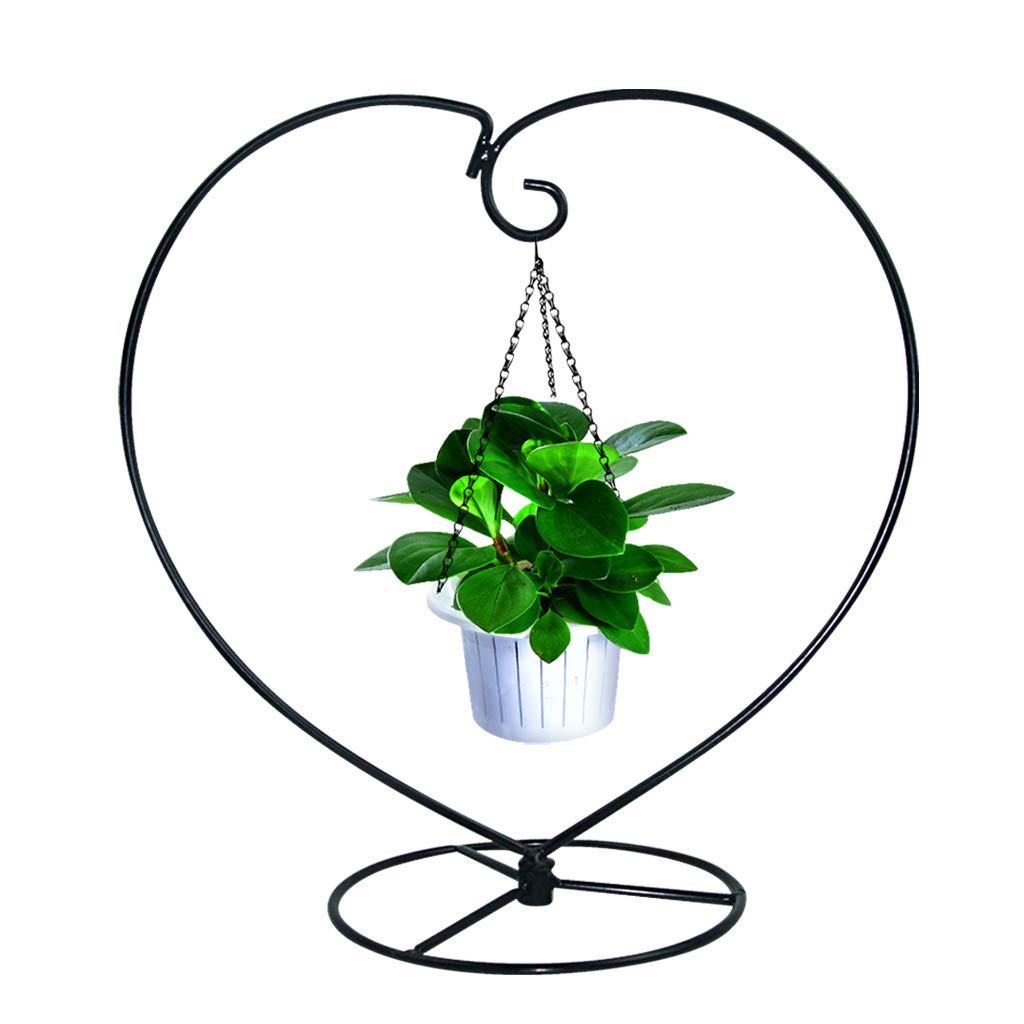 MOCOUM Ornament Display Stand, Iron Glass Ball Ornament Holder Stand for Hanging Plants, Hanging Terrarium Stand for Christmas Wedding Ornament, Home Office Decor (5pcs Black Heart Shaped)