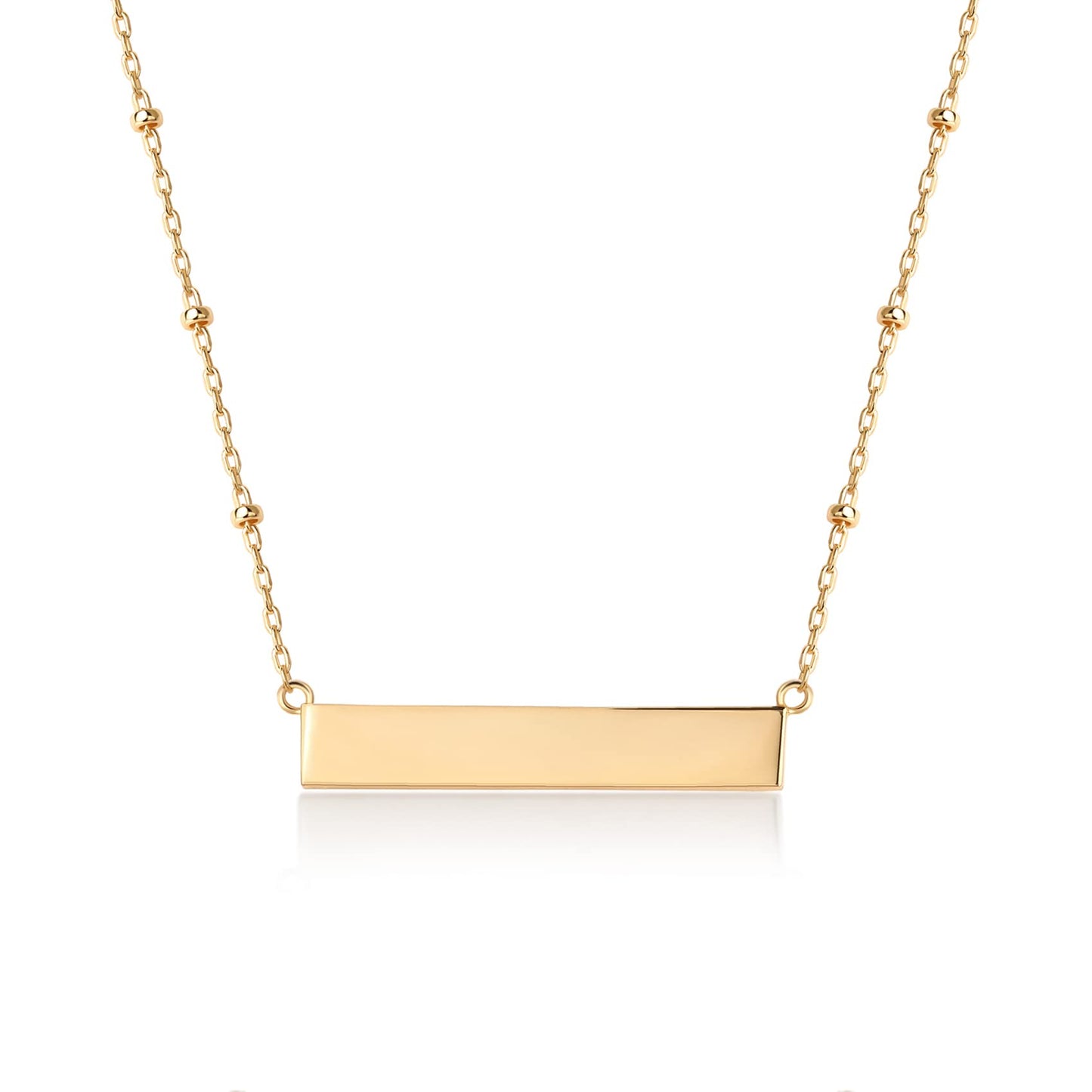 PAVOI 14K Gold Plated Horizontal Bar Necklace l Pendants for Women (Yellow Plated, Horizontal Bar)