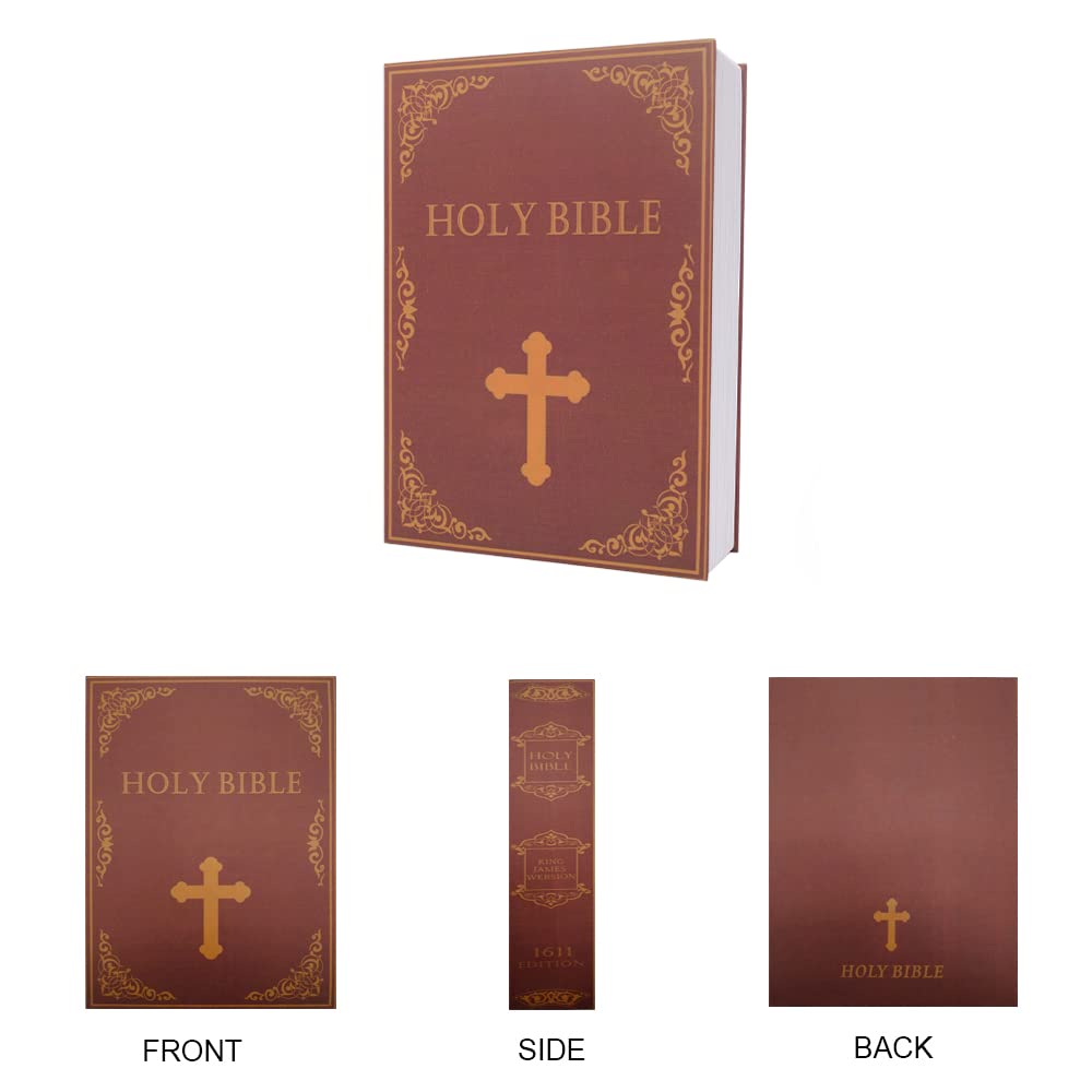 Large Diversion Book Safe Storage Box (Size 10.5"×8"×2.6") With Security Combination Lock, Dictionary Secret Hidden Safe (Bible-Combination)