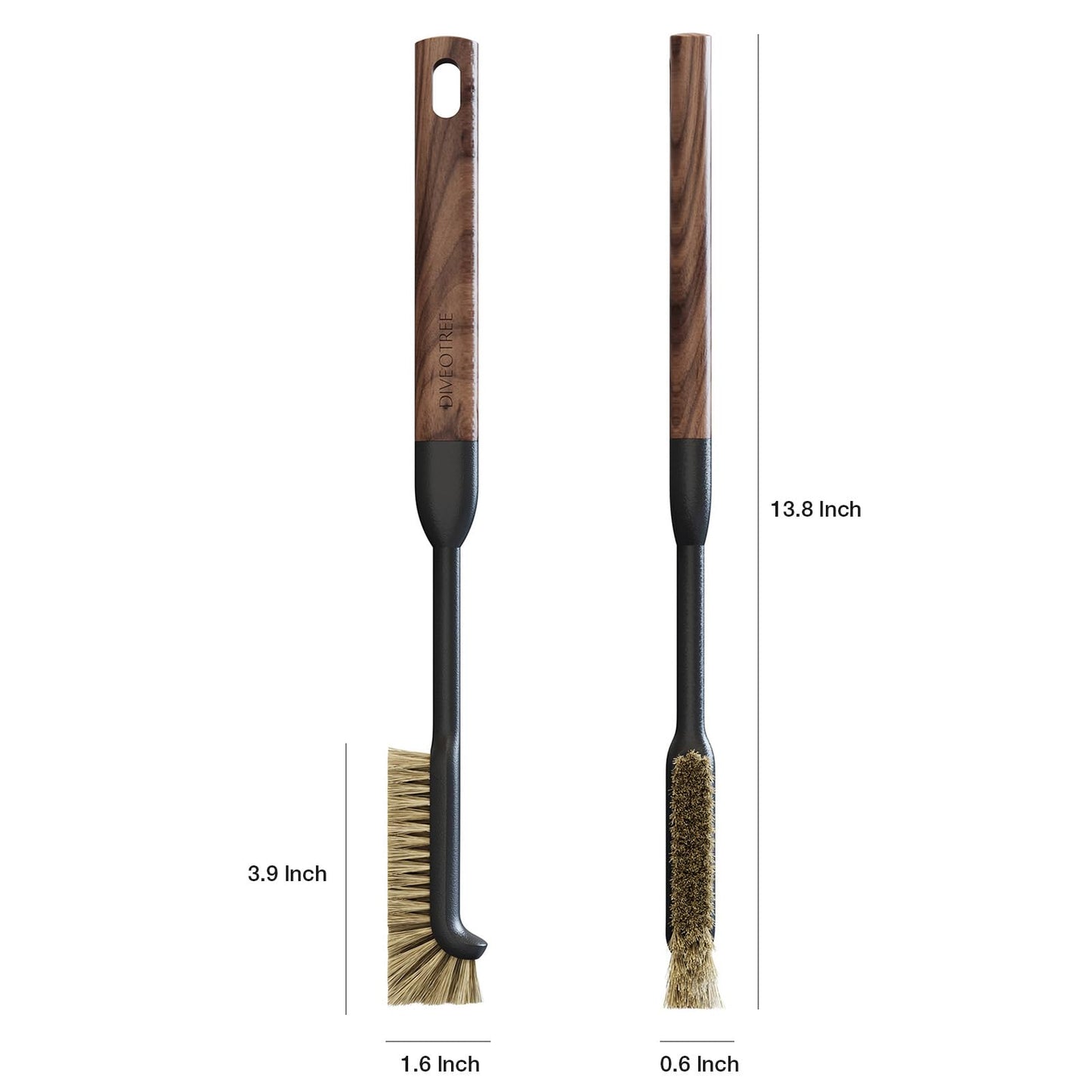 Cleaning Brush, Diveotree Hard Bristle Brush for Deep Cleaning Grout, Sink, Cup, Teapot, Bottle, Blender, Multi-Purpose Brush wih Long Handle for Kitchen (Brown)