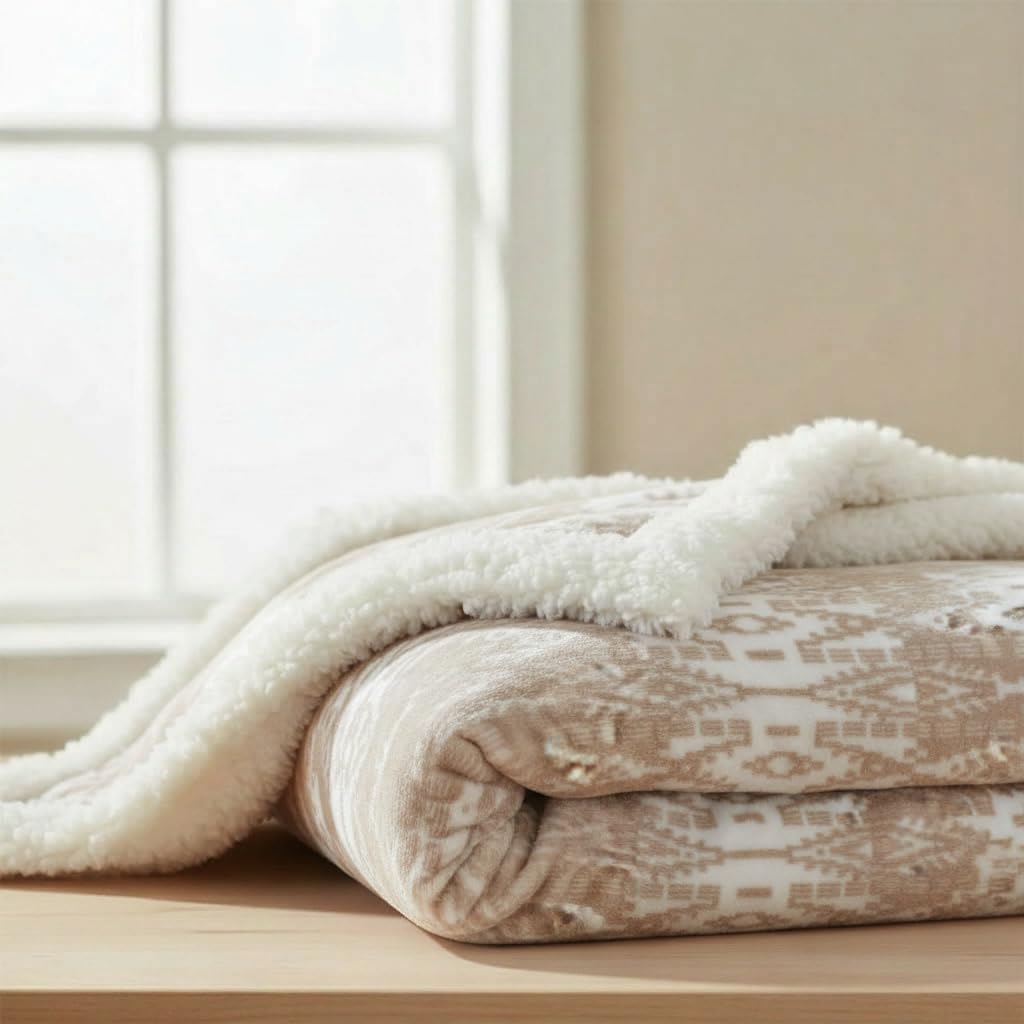Eddie Bauer - Sherpa Throw Blanket for Couch 50x60 – Ultra Soft Reversible Fleece & Plush Sherpa Blanket, Warm Cozy Geometric Throw for Sofa, Bed, Living Room Decor