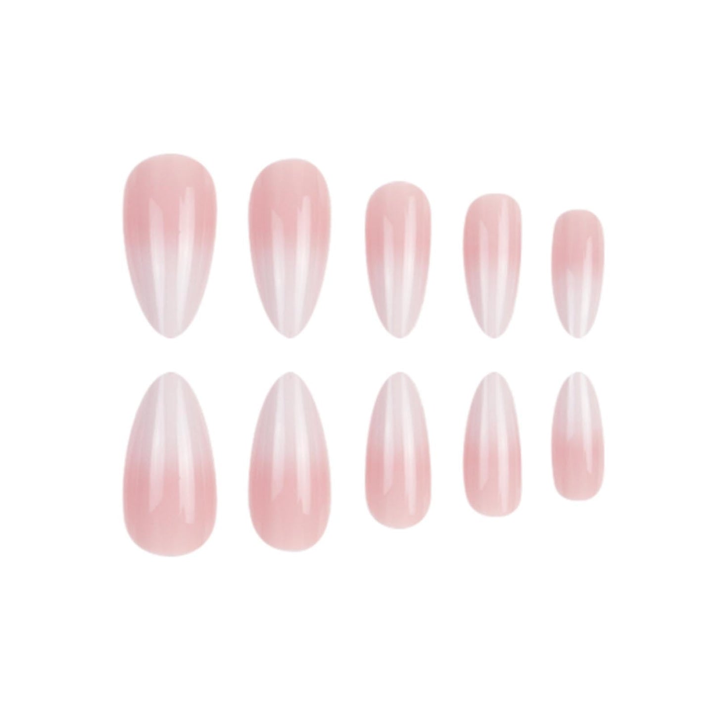 Kamize Short Almond Fake Nails Gradient Press on Nails Full Cover Acrylic Glossy False Nails Nude for Women 24PCS