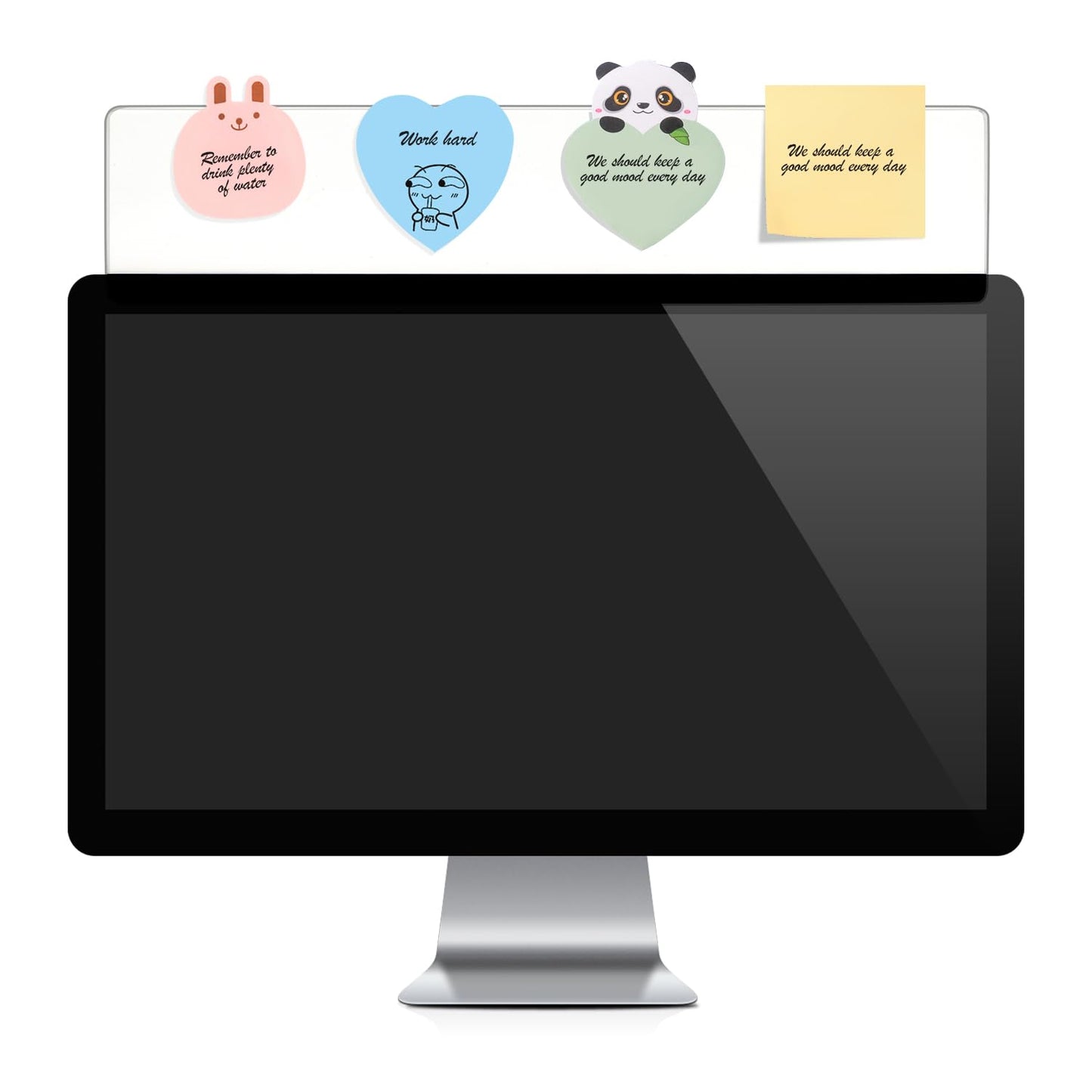 Yocoolfun 2 Pieces Monitor Memo Board Top Mount,18“ Monitor Sticky Note Holder,Universal Transparent Sticky Notes Memo Pad,Sticky Boards,Message Board for Computer Monitors