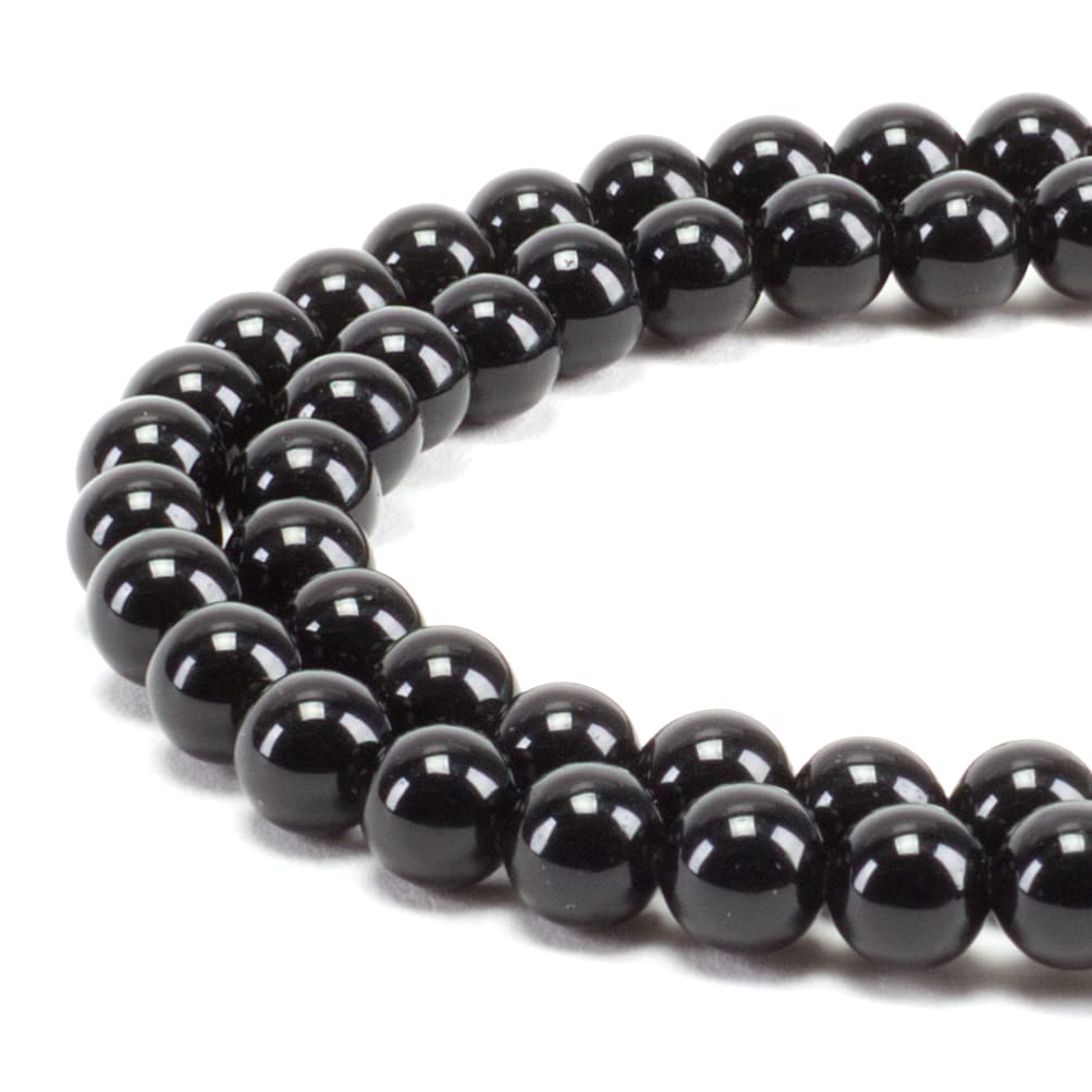Cherry Tree Collection | 100PCS 6mm Black Obsidian Gemstone Round Beads for Jewelry Making | Includes Storage Box, Elastic String, and Needles