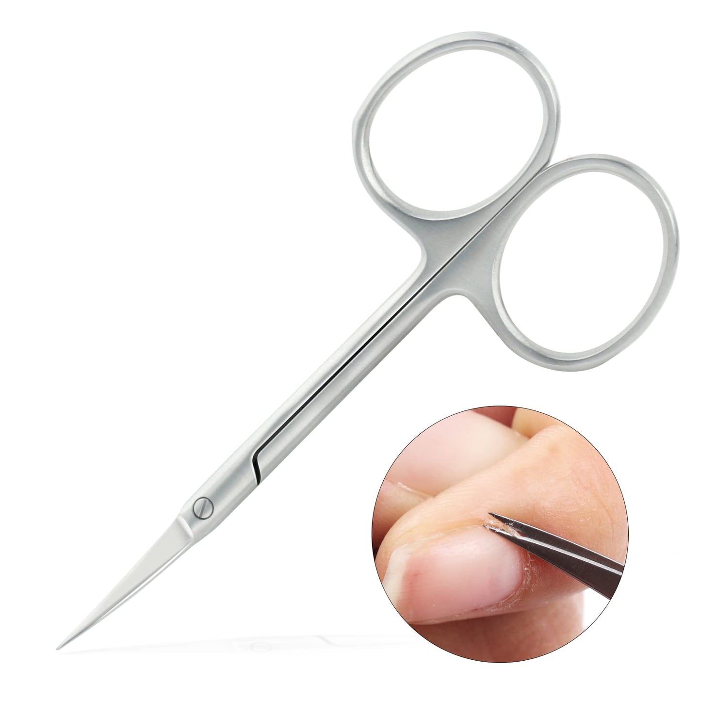 Qunzhao Cuticle Scissors for Women and Men Curved Stainless Steel with Tip Grooming Blades Manicure Nail for Dry Skin Nail Scissors (2)
