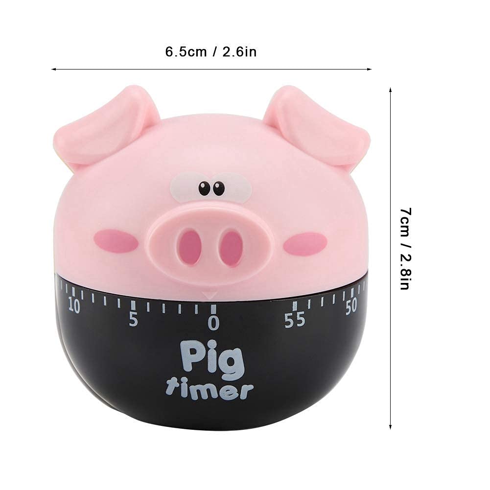 Cute Cartoon Pig Kitchen Timer,Mechanical Timers Counters,for Cooking Timing Tool Alarm Clock,Portable Alarm Clock Kitchen Cooking Tool()