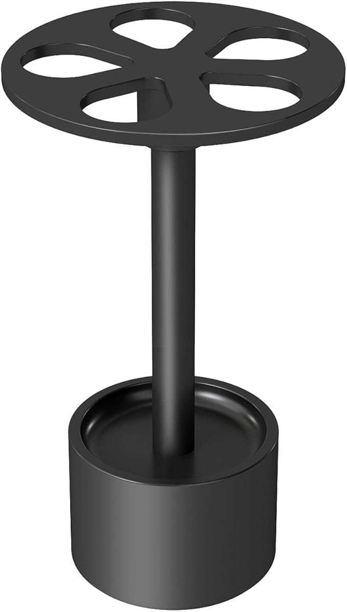 YUMORE Toothbrush Holder Stand Stainless Steel Tooth Brush Holder Bathroom Countertop Organizer Storage (Matte Black)