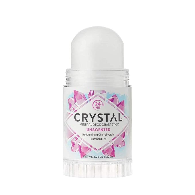 CRYSTAL Mineral Deodorant Stick - Unscented Body Deodorant With 24-Hour Odor Protection, Non-Staining & Non-Sticky, Aluminum Chloride & Paraben Free, 4.25 oz, (2 Pack) (Packaging May Vary)