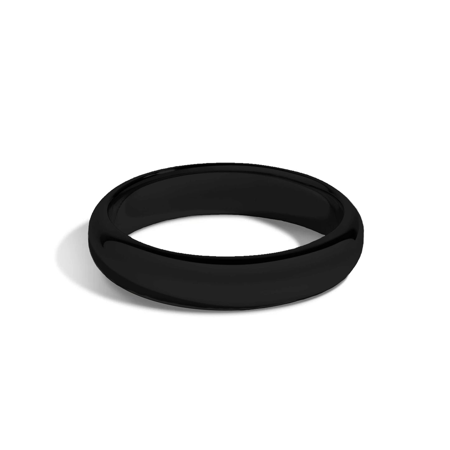 Tioneer Jewelry | Sterling Silver Plain Dome Wedding Band | Wedding Band for Women & Men | Sterling Silver Jewelry, Black, 4mm, Size 4