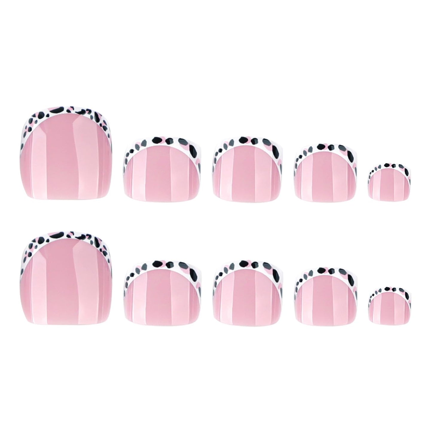 FIEONCIY 24pcs Press-on Square Acrylic False Nails Set with Glue, French & Leopard Designs, Spring & Summer Themed, Full Cover Nails, Women's DIY Manicure