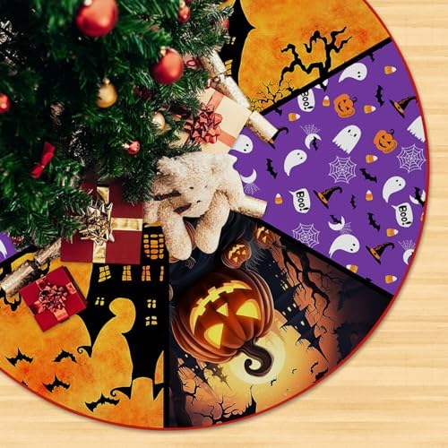 Halloween Tree Skirt Christmas Tree Ornaments Tree Skirt for Christmas Decoration Indoor and Outdoor Home Decoration Holiday Party Decorations 48""