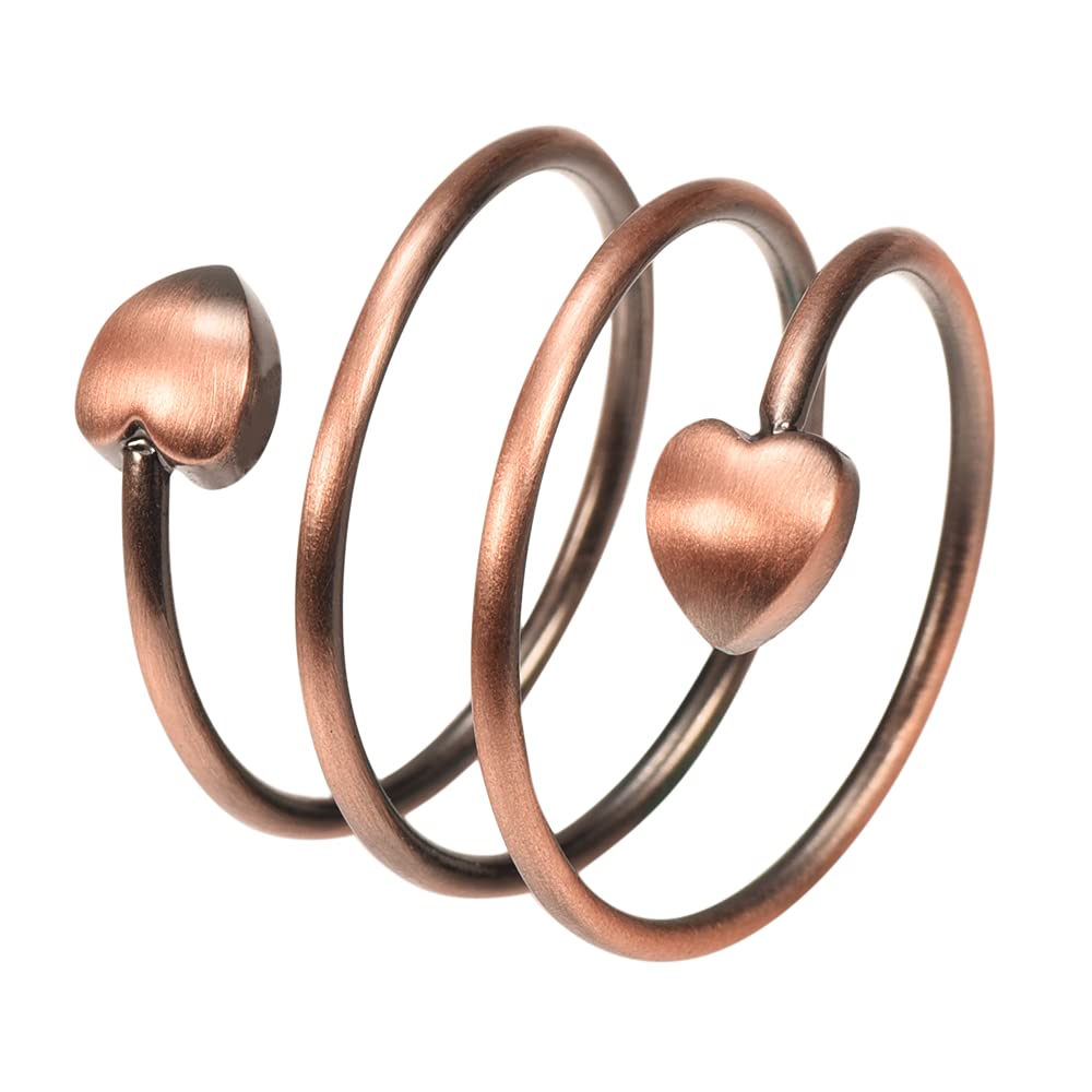 EnerMagiX Copper Heart-Shaped Magnetic Ring, 99% Pure Copper, Adjustable Size, Fashion Gift for Women