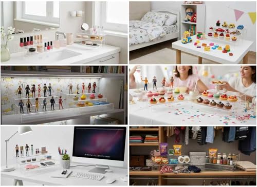 MerryNine Acrylic Risers, 6 Pcs 2 Set 8.6”L Clear Display Stand, Rectangular Acrylic Display Risers, Transparent Pop stand for Cupcakes, Figures, cosmetics, Retail, Shoe Showcase, Collectibles Display