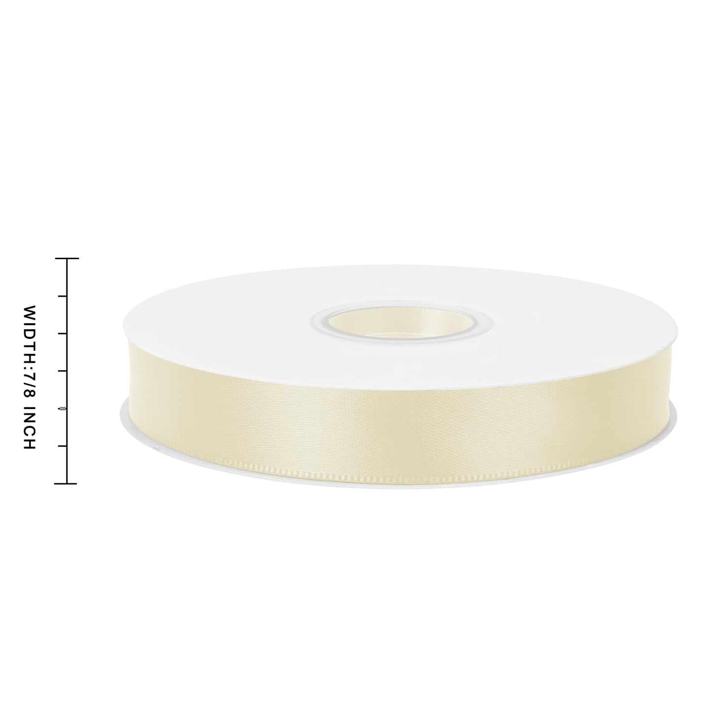 Simplegoal Ivory Double Faced Satin Ribbon 7/8 Inch x 60 Yards Continuous Roll for Gift Wrapping Crafts Bouquet Wedding Decoration