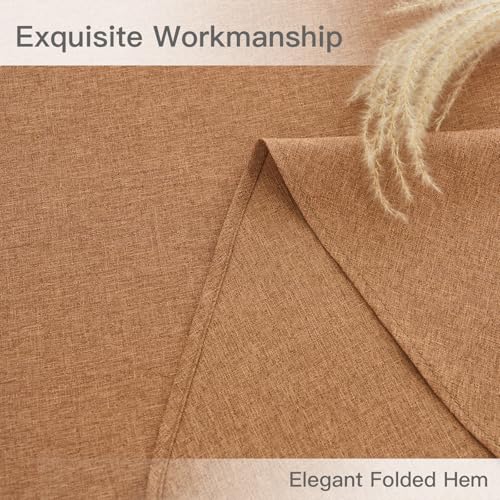 maxmill Fall Round Tablecloth Linen Texture Stain Resistant Waterproof Anti-Shrink Spillproof Washable Soft Table Cloth for Dining Room, Farmhouse Harvest Thanksgiving Holiday Party, 70 Inch, Amber - color: Amber, size: 70" (Round)