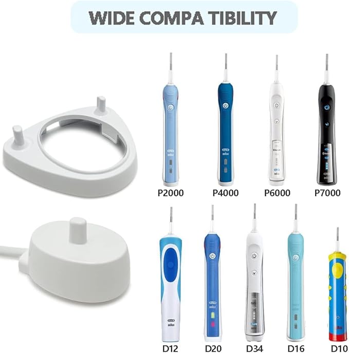 Replacement Charger Base for Braun Oral-B 3757,Inductive Charger Fits Oral B Genuine Pro and Most,Portable Replacement Oral B Toothbrush Charger Base with Charger Holder Toothbrush Heads Organizers